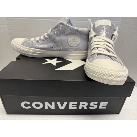 Converse Chuck Taylor Madison Silver MetallicWomen's Mid Top Sneakers Sz 7.5 New - Picture 1 of 16